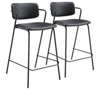 Lot de 2 tabourets de bar léon en simili noir