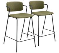 Lot de 2 tabourets de bar en simili vert LÉON Vert G