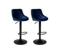 Lot de 2 tabourets de bar en velours bleu ROBIN