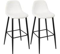 Lot de 2 tabourets de bar en velours côtelé coloris crème - AMORY - ALTOBUY Beige G