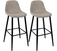 AMORY - Lot de 2 tabourets de bar en velours côtelé coloris taupe