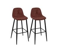 AMORY - Lot de 2 tabourets de bar en velours côtelé coloris terracotta