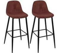 Altobuy – Tabourets de bar AMORY – Lot de 2 en velours côtelé – coloris terracotta