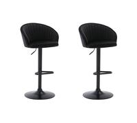 Vente-unique - Lot de 2 tabourets de Bar en Velours et métal - Hauteur réglable - Noir - DORALIZ