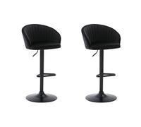Lot de 2 tabourets de bar en velours et métal - Hauteur réglable - Noir - DORALIZ