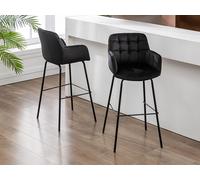 Vente-unique - Lot de 2 tabourets de Bar en Velours et métal - Noir - PEGA