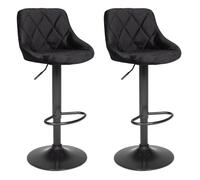 Lot de 2 tabourets de bar en velours noir ROBIN Noir G