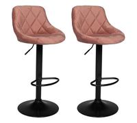 Lot de 2 tabourets de bar en velours rose ROBIN Rose G