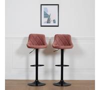Lot de 2 tabourets de bar en velours rose ROBIN Rose G