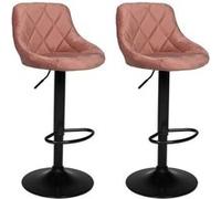 Lot de 2 tabourets de bar en velours rose ROBIN Rose G