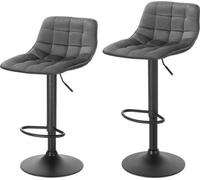 Lot de 2 tabourets de bar en velours - t élégants - pivotants et réglables - assise en velours - repose-pieds robuste - gris
