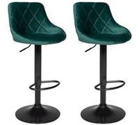 Happy Garden – Tabouret de bar Robin – Velours vert – Réglable 84–106 cm – Lot de 2
