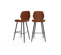 Lot de 2 tabourets de bar ETHAN en PU cognac - Marron