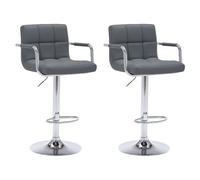 Lot de 2 tabourets de bar gris avec accoudoirs mike
