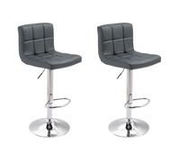 Happy Garden Lot de 2 tabourets de Bar Gris Mike. Chaise de Cuisine au Design Moderne avec Assise réglable en Hauteur, Rotation à 360° et Repose-Pieds. Tabourets avec Dossier Gris.