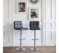 Happy Garden Lot de 2 tabourets de Bar Gris Mike. Chaise de Cuisine au Design Moderne avec Assise réglable en Hauteur, Rotation à 360° et Repose-Pieds. Tabourets avec Dossier Gris.