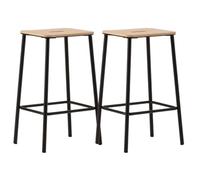 Lot de 2 tabourets de bar H65cm en bois naturel pied en métal noir - BAHIA