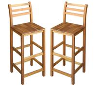 Lot de 2 Tabourets de bar Haut de gamme Chaise de bar - Tabouret de bureau - Bois massif d'acacia Market® 390496