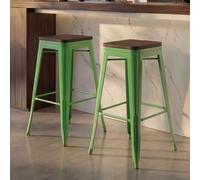 Mendler 2X Tabouret de Bar HWC-A73 empilable Vert