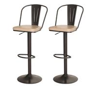 Lot de 2 tabourets de bar HWC-H10a, tabouret de bar, hauteur réglable pivotant Industrial similicuir métal vintage beige