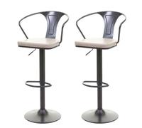 Lot de 2 tabourets de bar HWC-H10b, réglables en hauteur, accoudoirs pivotant vintage noir-crème