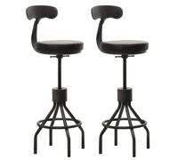 Lot de 2 tabourets de bar HWC-N22, chaise de bar, hauteur réglable pivotant repose-pieds, acier industriel similicuir noir