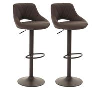 Lot de 2 tabourets de bar HWC-N64, chaise de bar tabouret de comptoir, repose-pieds pivotant, similicuir métal brun
