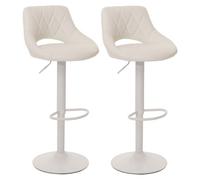 Lot de 2 tabourets de bar HWC-N64, chaise de bar tabouret de comptoir, repose-pieds pivotant, similicuir métal blanc