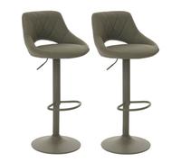 Lot de 2 tabourets de bar HWC-N64, chaise de bar tabouret de comptoir, repose-pieds pivotant, similicuir métal vert