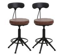 Lot de 2 tabourets de bar HWC-O84, tabouret de bar pivotant Industrial réglable en hauteur, similicuir métal marron