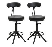 Lot de 2 tabourets de bar HWC-O84, tabouret de bar pivotant Industrial réglable en hauteur, similicuir métal noir