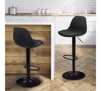 IDMarket - Lot de 2 tabourets de Bar Karl Design Noir Pied Noir