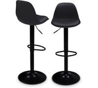 IDMarket - Lot de 2 tabourets de Bar Karl Design Noir Pied Noir