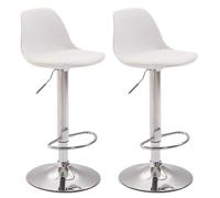 Lot de 2 tabourets de bar Kiel similicuir et coque en plastique - Blanc - Chrome