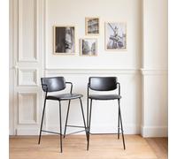 Lot de 2 tabourets de bar léon en simili noir
