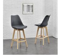 Lot de 2 Tabourets de Bar Lublin Similicuir Hêtre 105 x 48 x 58 cm Gris