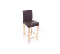 Lot de 2 tabourets de bar M37, cuir marron/pieds clairs