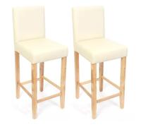 Mendler Lot de 2 tabourets de Bar M37, Simili-Cuir Mat - crème/Pieds clairs