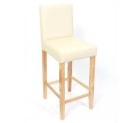 Mendler Lot de 2 tabourets de Bar M37, Simili-Cuir Mat - crème/Pieds clairs
