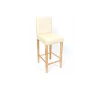 Mendler Lot de 2 tabourets de Bar M37, Simili-Cuir Mat - crème/Pieds clairs