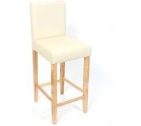 Mendler Lot de 2 tabourets de Bar M37, Simili-Cuir Mat - crème/Pieds clairs