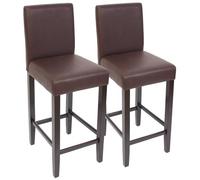 Lot de 2 tabourets de bar M37, simili-cuir mat marron/pieds foncés