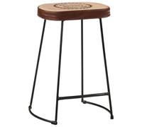 Lot de 2 tabourets de bar marron foncé 41 x 29 x 62 cm Fer et cuir | Structure en fer robuste, revêtement en cuir artificiel, mousse rembourrée, supporte 110 kg, design rétro polyvalent