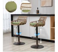 Lot de 2 tabourets de bar modernes réglables avec repose-pieds, idéal pour cuisine et salle à manger (Vert)