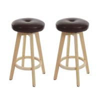 Lot de 2 tabourets de bar Navan, chaise de bar, bois similicuir pivotant bordeaux, pieds clairs