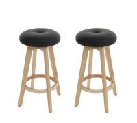 Lot de 2 tabourets de bar Navan, chaise de bar tabouret de bar, bois similicuir pivotant noir, pieds clairs Multicolore