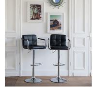 Happy Garden - Tabourets de bar Mike - Noir avec accoudoirs - Lot de 2
