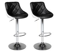 Lot de 2 tabourets de bar noir et blanc JASPER Noir G