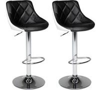 Lot de 2 tabourets de bar noir et blanc JASPER