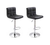 Happy Garden – Lot de 2 tabourets de bar MIKE – Assise réglable, Rotation 360°, dossier noir